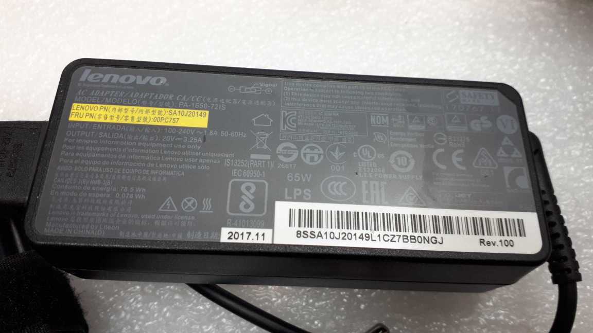 Lot 10x Genuine LENOVO 65W 20V 3.25A Square Tip Laptop Power adaptor &