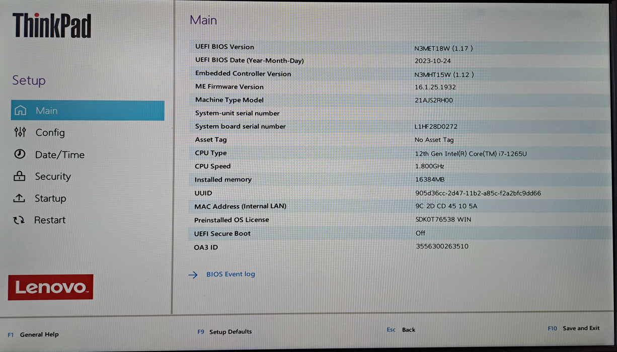 Lenovo ThinkPad T14 Gen 3 | Intel Core i7-1265U, 16GB DDR4, 256GB NVMe *READ* ) Lap200