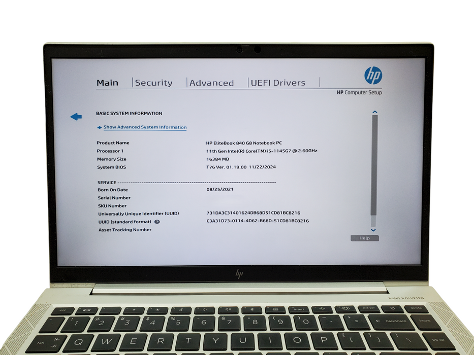 HP EliteBook 840 G8, Core i5-1145G7, 16GB RAM, 256GB SSD READ  Lap200