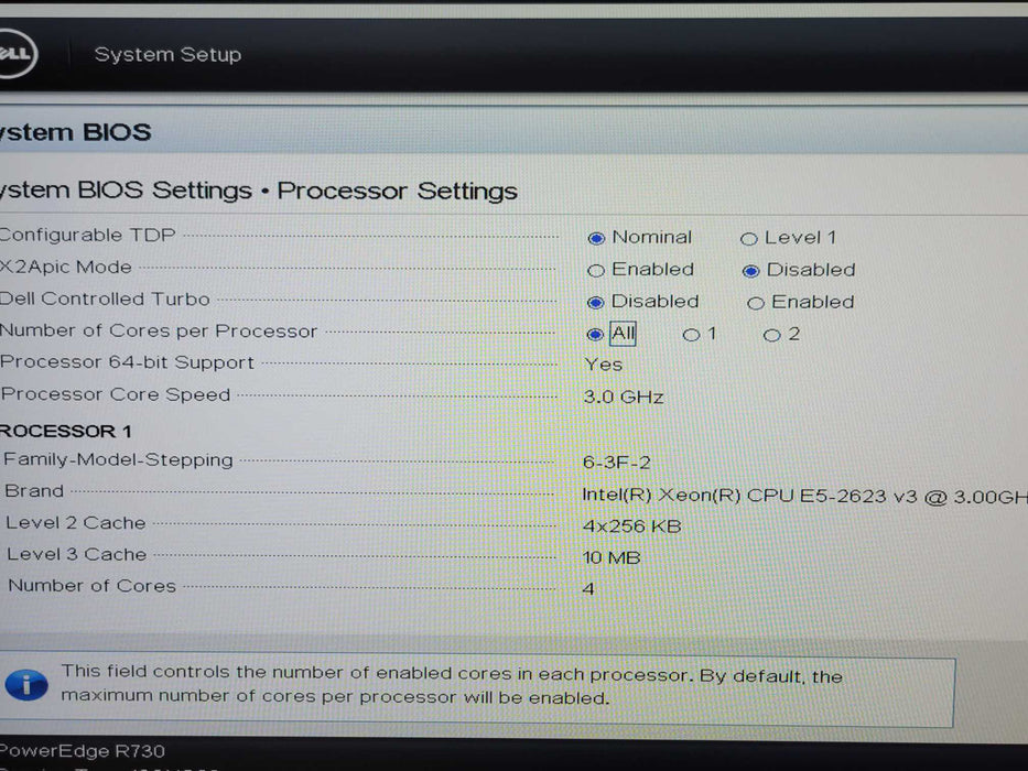Dell PE R730 2U 16x2.5", 1x Xeon E5-2623v3, 20GB DDR4, H330 Mini, 2x PSU _
