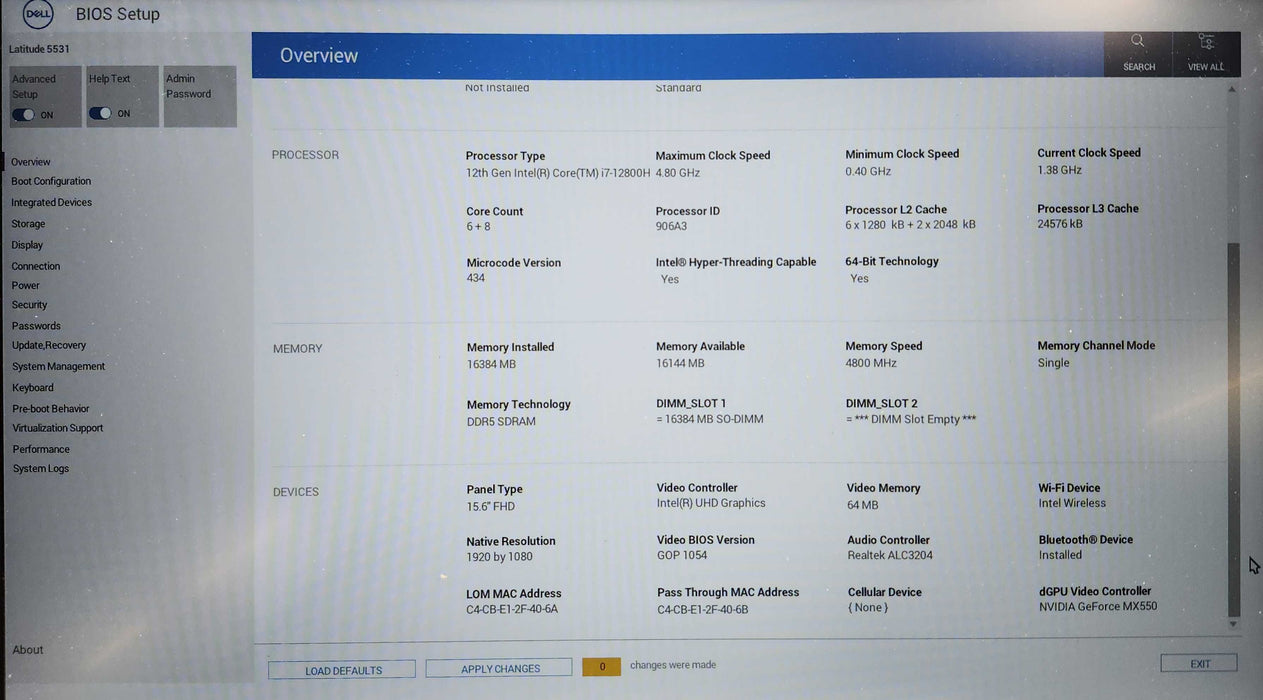 Dell Latitude 5531 Touch, i7-12800H, 16GB DDR5, 256GB SSD, GeForce MX550  Lap200