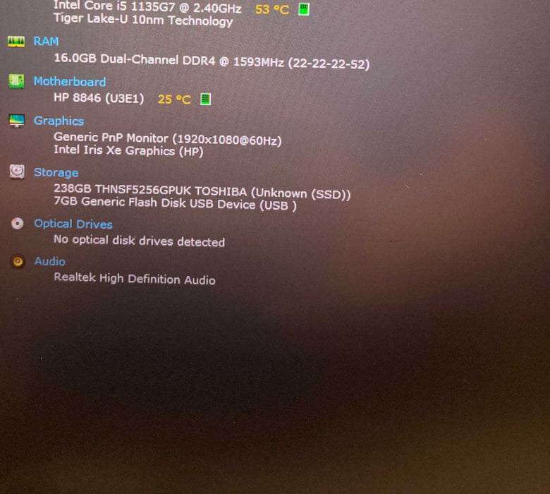 HP EliteBook 850 G8 Core i5-1135G7@2.4GHz 16GB RAM 256GB SSD  Lap200