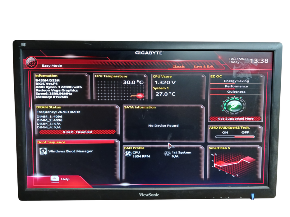 Gigabyte B450M DS3H Motherboard & AMD Ryzen 2200G CPU 8GB DDR4