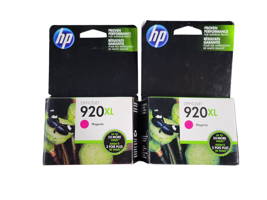 LOT 2x Genuine HP 920XL Color Ink CD973AL Magenta !