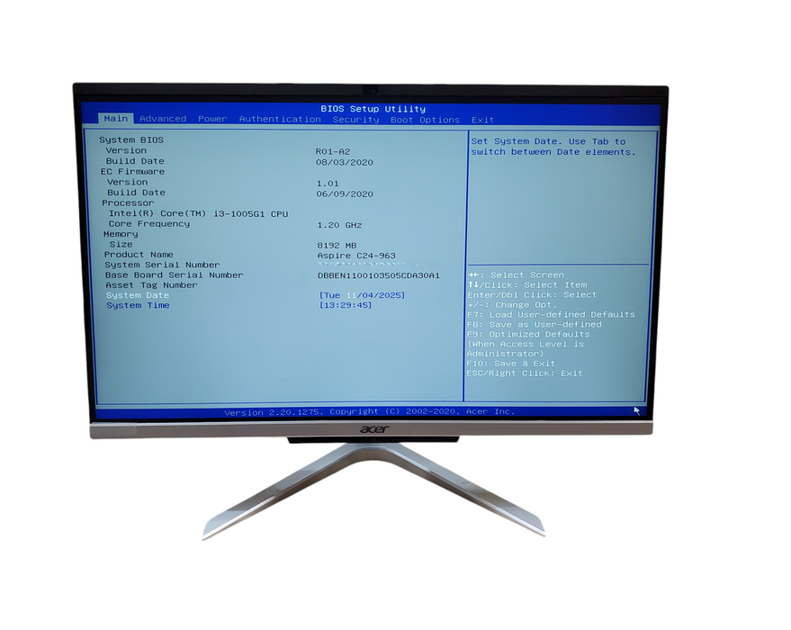 Acer Aspire C24-963 - Core i3-1005G1 8GB RAM  - 1TB HDD Q