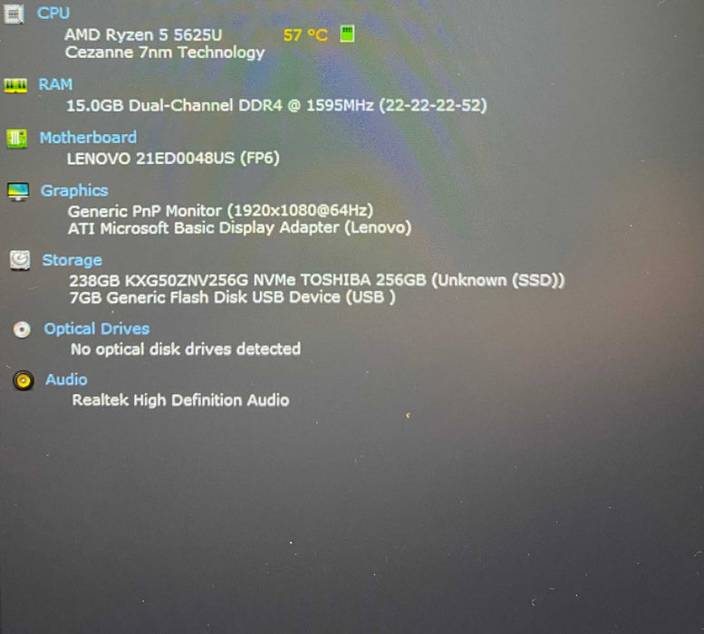 Lenovo ThinkPad E15 Gen 4 AMD Ryzen 5 5625U 16GB RAM 256GB SSD  Lap200