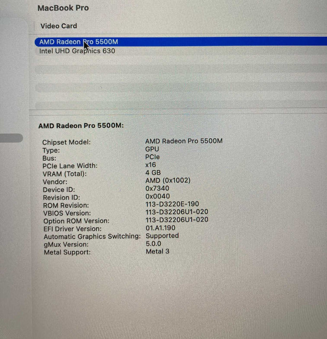 Apple MacBook Pro 16" 2019 i7-9880H Radeon Pro 5500 16GB RAM 1TB SSD READ!