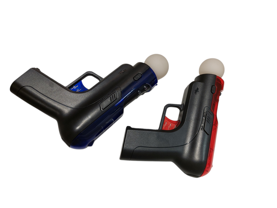 2-PS3 Motion Controllers cech-zcm1u with toy shooter controllers blue & red =