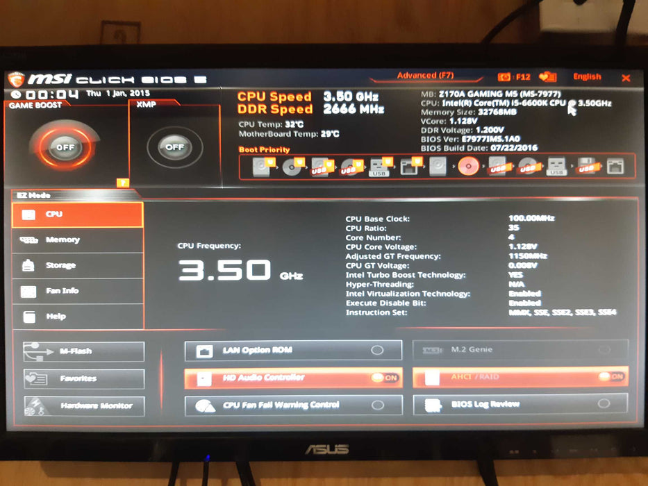 ThermalTake Custom Gaming Desktop msiZ170A i5-6600k 3.5GHz 32GB DDR4 NO HDD