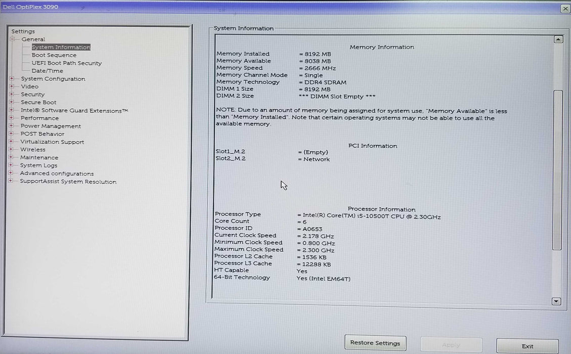 Dell OptiPlex 3090 USFF Intel i5-10500T CPU 2.30GHz 8GB RAM No HDD *Read