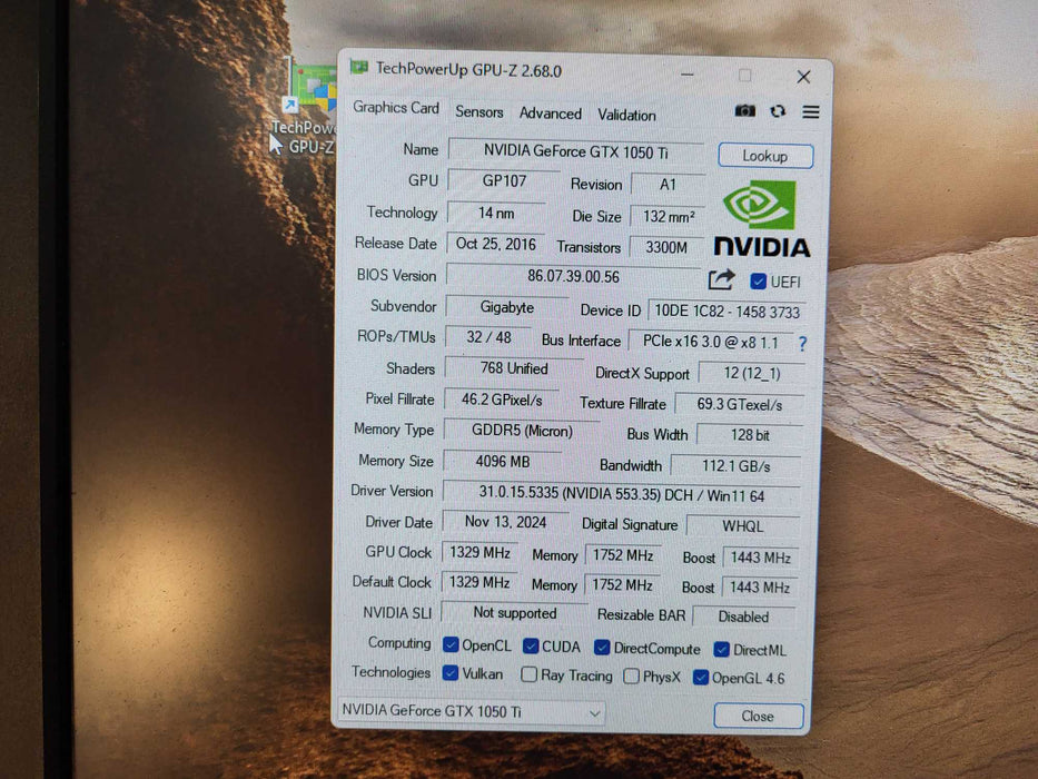 Gigabyte GeForce GTX 1050 Ti 4GB GDDR5 Graphics Card GV-N105TWF2OC-4GD $