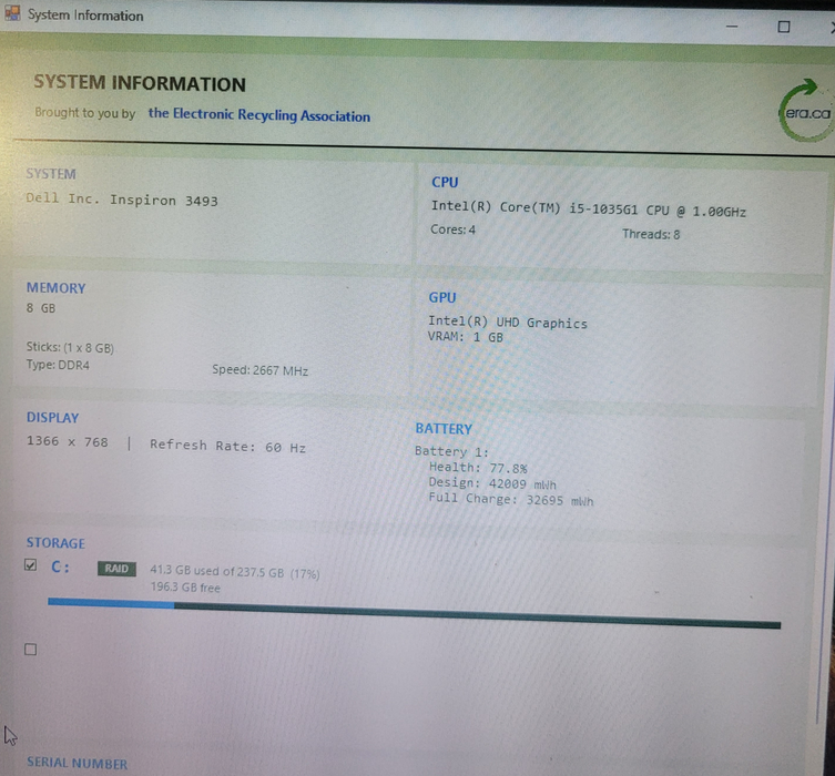 Dell Inspiron 3493 i5-1035G1 @1GHz 8GB DDR4 256 SSD |READ!!!  BudLap