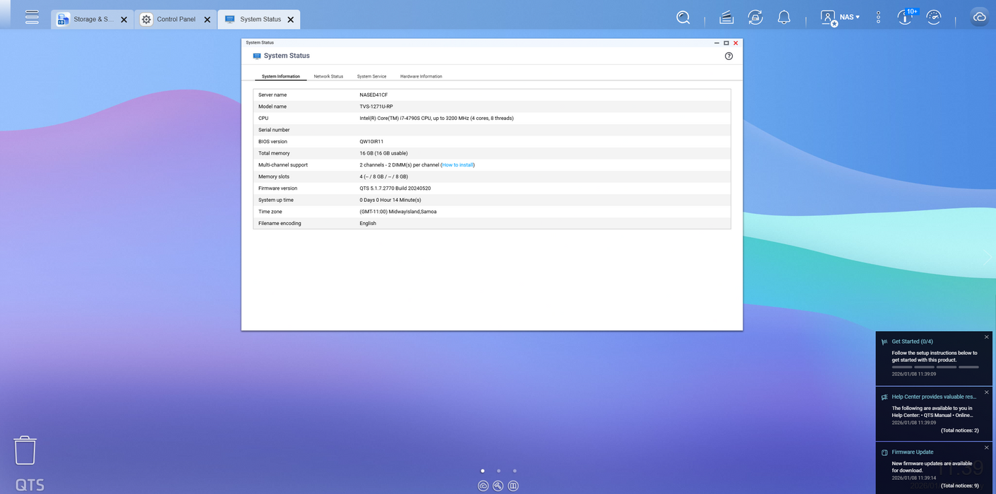 QNAP TVS-1271U-RP 12-Bays NAS w/ 16GB RAM, 4x1TB HDDs & 12x Caddies