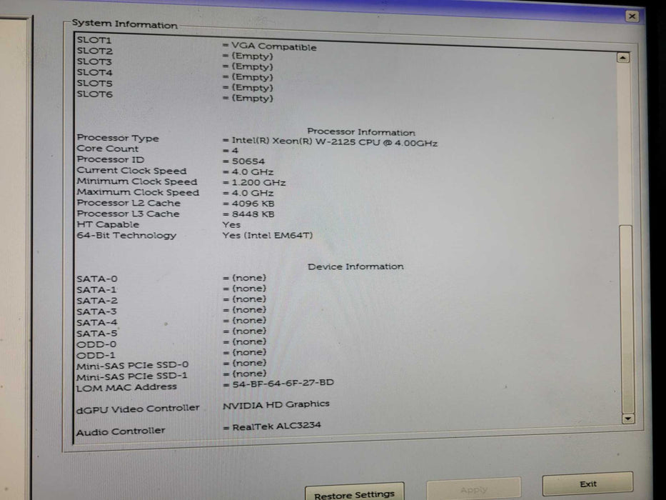 DelL Precision 5820 Tower | Xeon W-2125 @4.00GHz, 16GB DDR4, No HDD