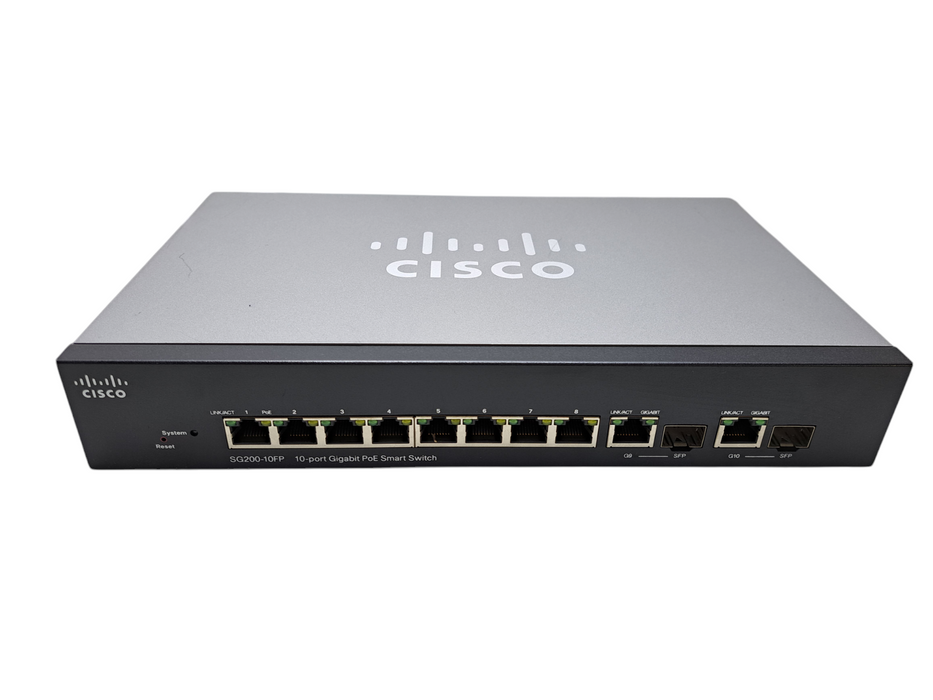 Cisco SG200-10FP V04 | 10-Port Gigabit PoE Smart Switch | 2x SFP Q