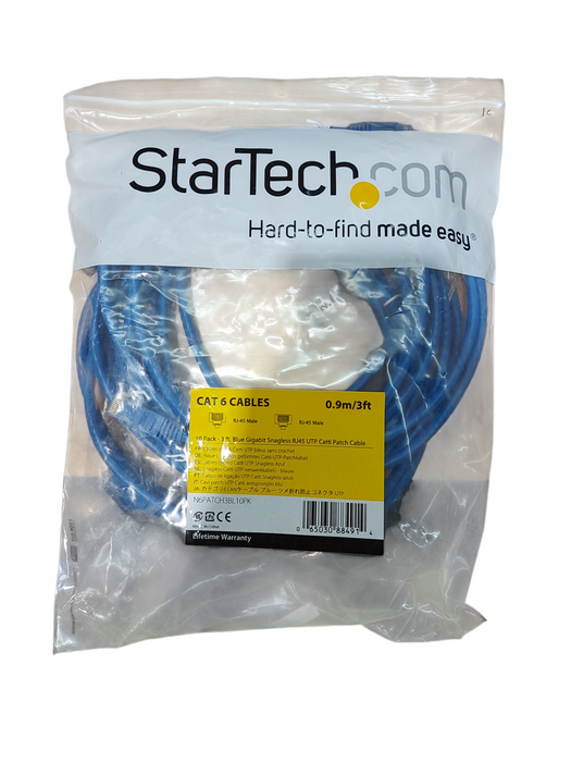 Lot 10x -3 ft BlueGigabit Snagless RJ45 UTP Cat6 Patch Cable-N6PATCH3BL10PK Q