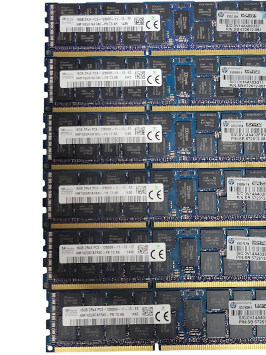 Lot of 6x SKhynix 16Gb 2Rx4 PC3-12800R DDR3 Server RAMs _