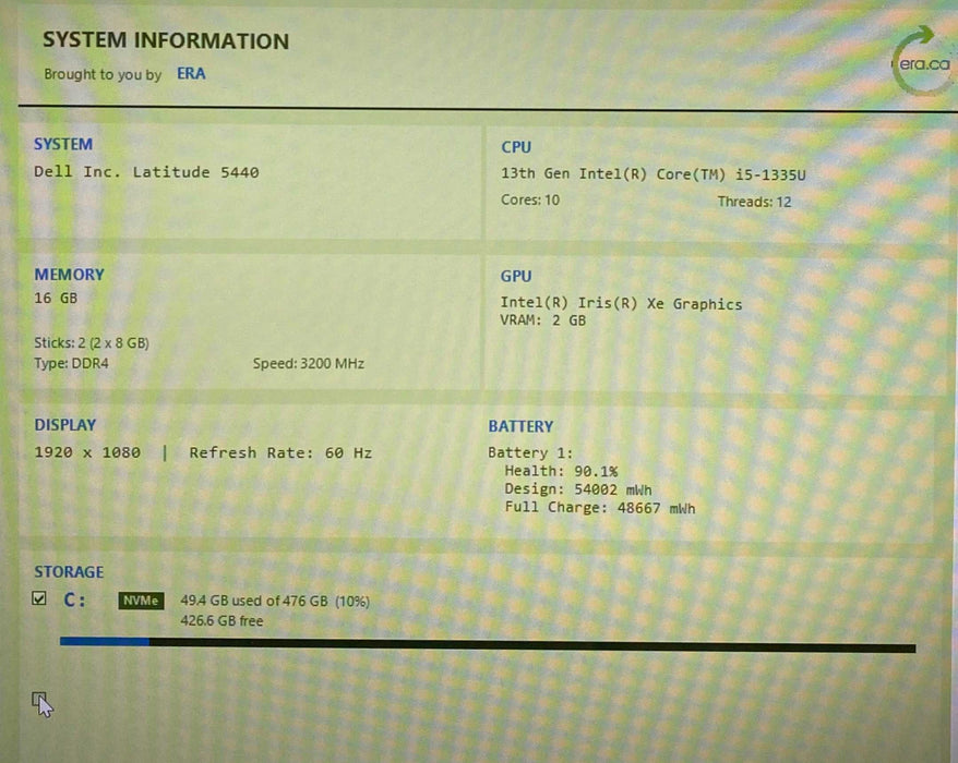 Dell Latitude 5440 Core i5-1335U@1.30GHz 16GB RAM 512GB SSD  Lap200
