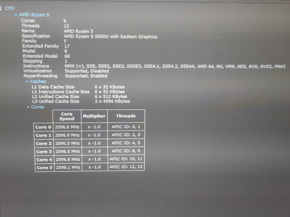 Dell Inspiron 5515 Ryzen 5 5500U 16GB RAM 256GB NVMe READ β Lap200