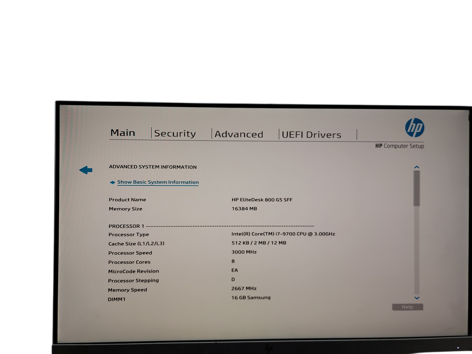 HP EliteDesk 800 G5 SFF i7 - 9700 @ 3.00GHz 16GB DDR4 Ram Qθ