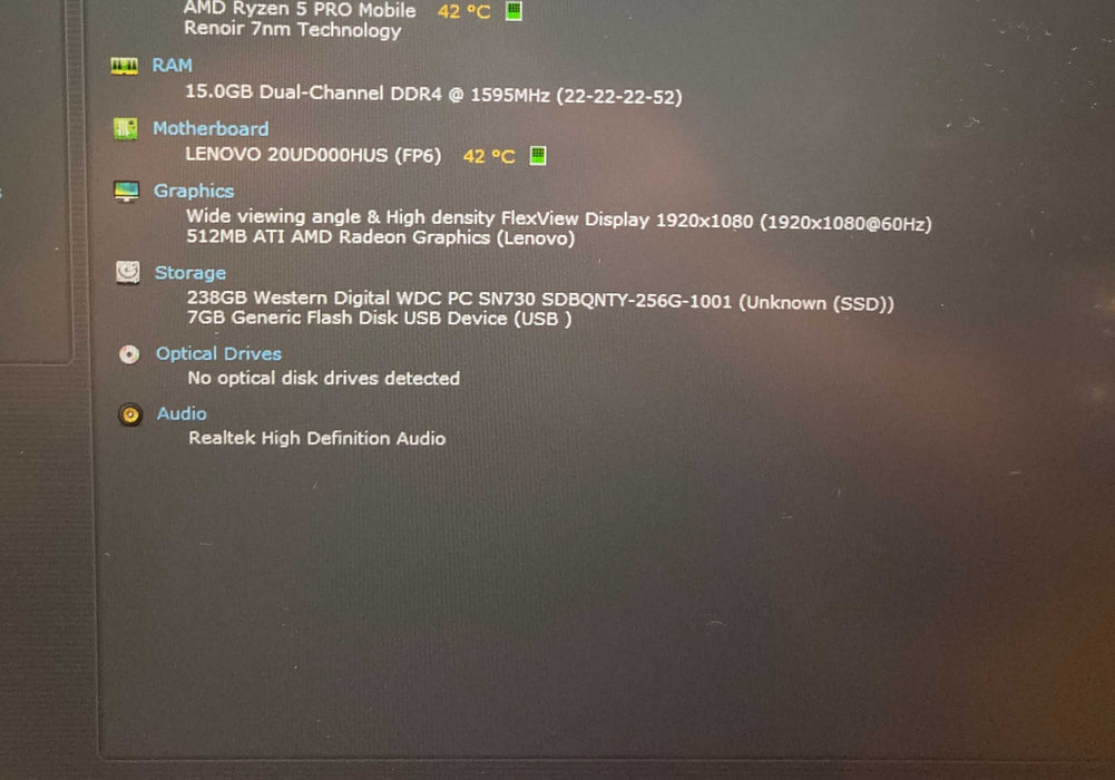 Lenovo ThinkPad T14 Gen 1 AMD Ryzen 5 PRO 4650U 16GB RAM 256GB SSD READ  Lap200