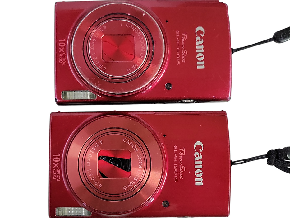 Lot of 2x Canon Power Shot Elph 190 IS 10x Zoom Digital Camera Red. READ _