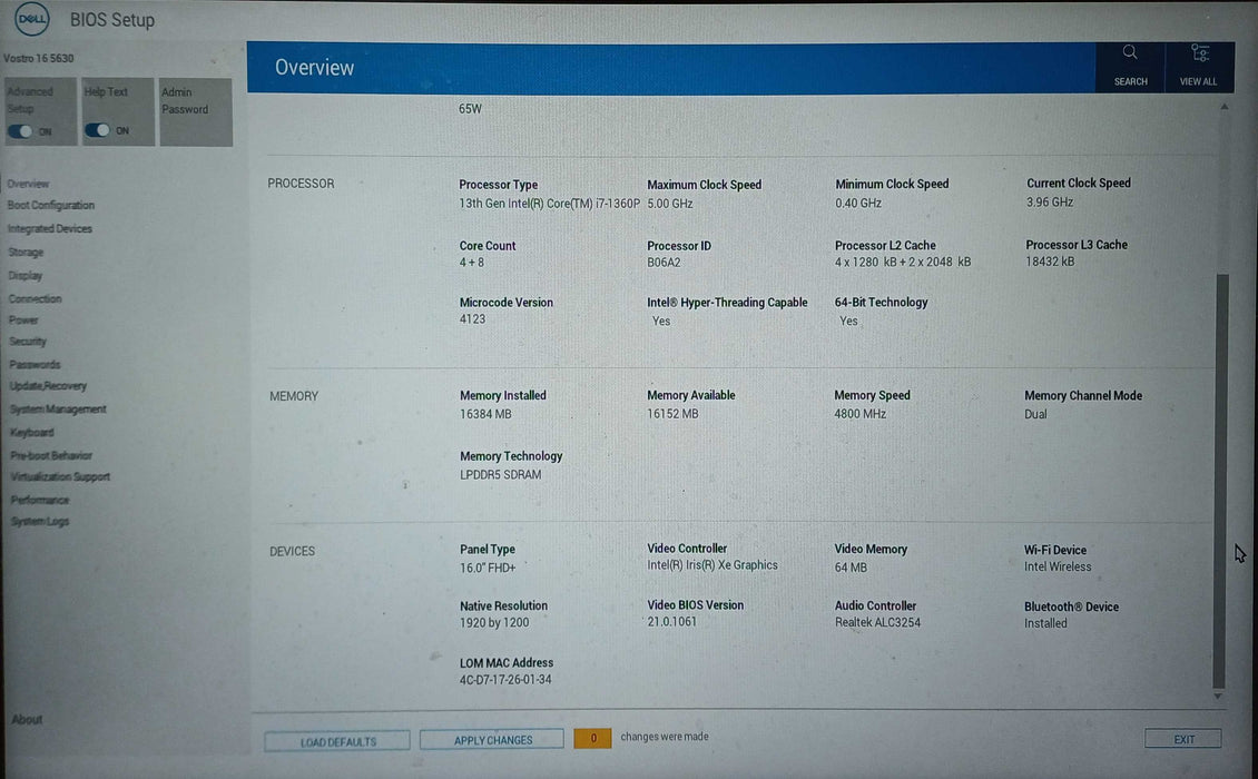 Dell Vostro 16 5630 i7-1360P, 16GB DDR5, 1TB NVMe, 65W Power Adapter  Lap200