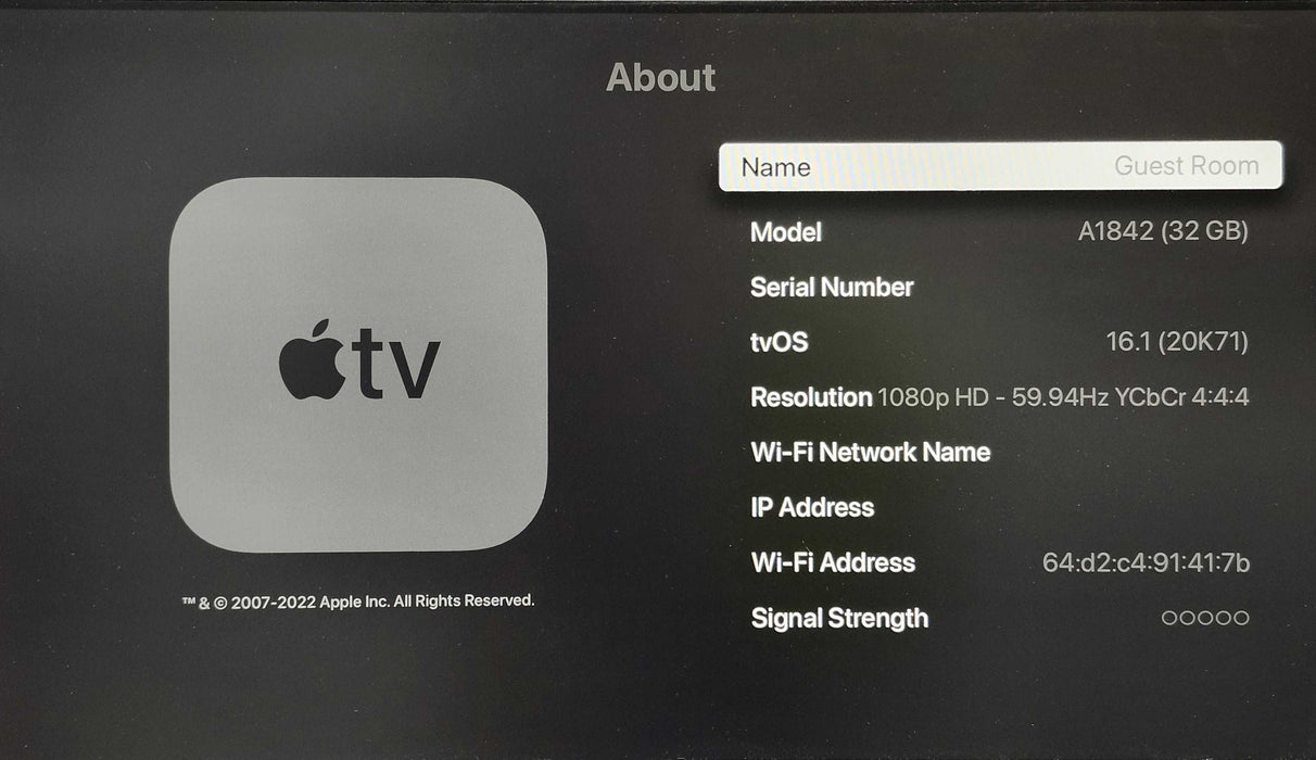 Apple TV 4K 1st Generation 32GB A1842, No Remote