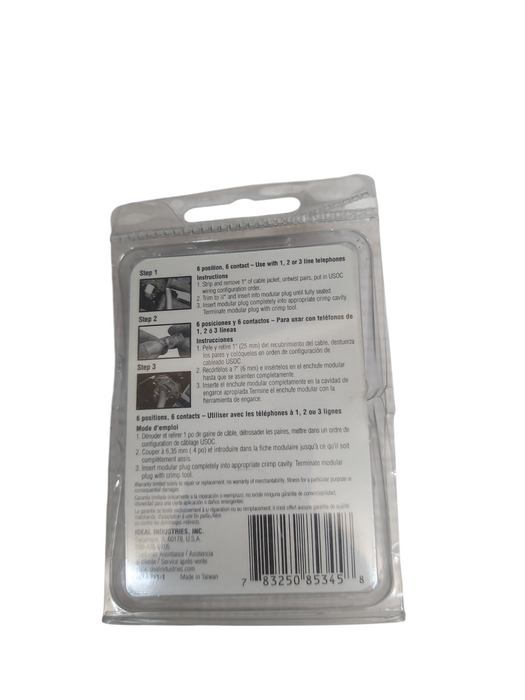 RJ11 6P6C RS/FS Ideal Telephone Plug 85-345 |25 Pack