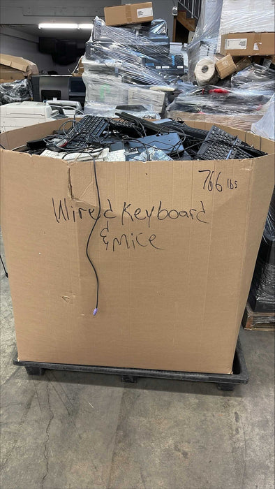 Bin of (750lbs appr) Assorted Wired Keyboard and Mice, Mixed Brands, As is