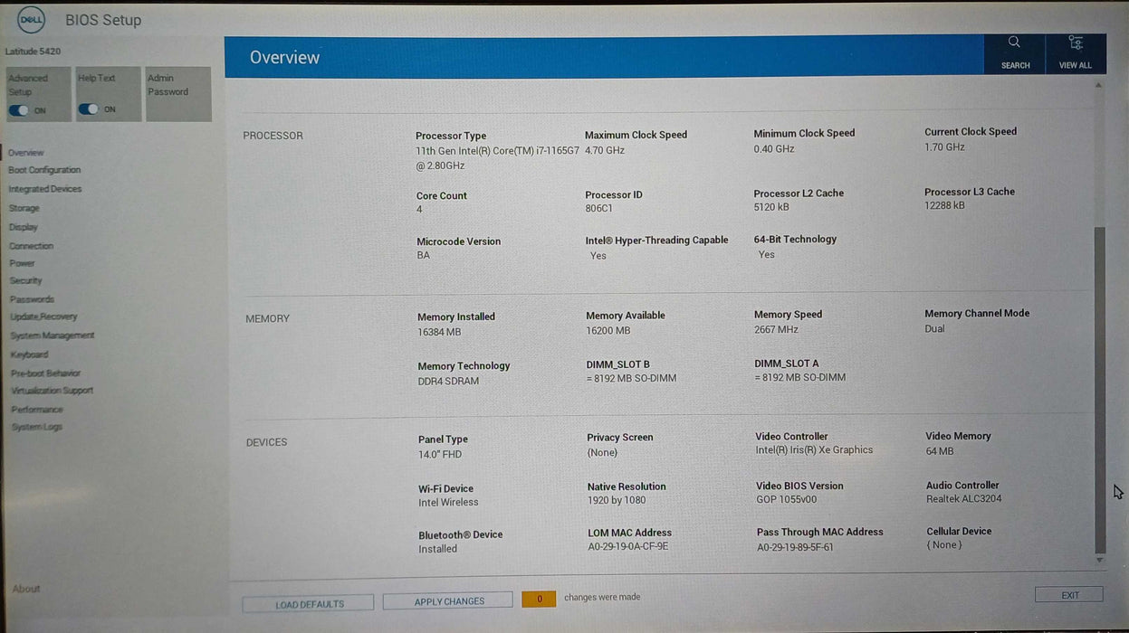 Dell Latitude 5420, i7-1165G7 2.80GHz, 16GB DDR4, 512GB NVMe, No AC Adapter  Lap200