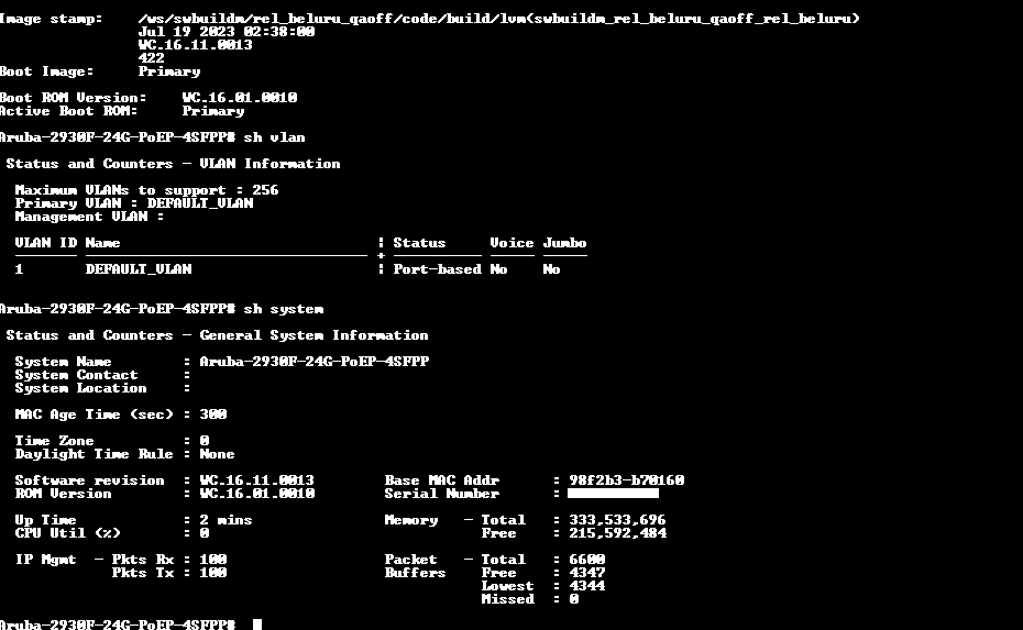 Aruba JL255A 2930F 24G PoE+ 4SFP+ Managed Network Switch