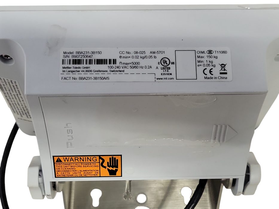 Mettler Toledo BBA231-3B150a IND231 WEIGHING SYSTEM DISPLAY ONLY, READ _