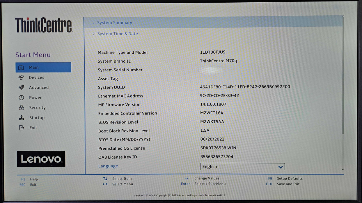 Lenovo ThinkCentre M70q Gen 2 | i7-10700T @2.00GHz, 16GB DDR4, 256GB NVMe )