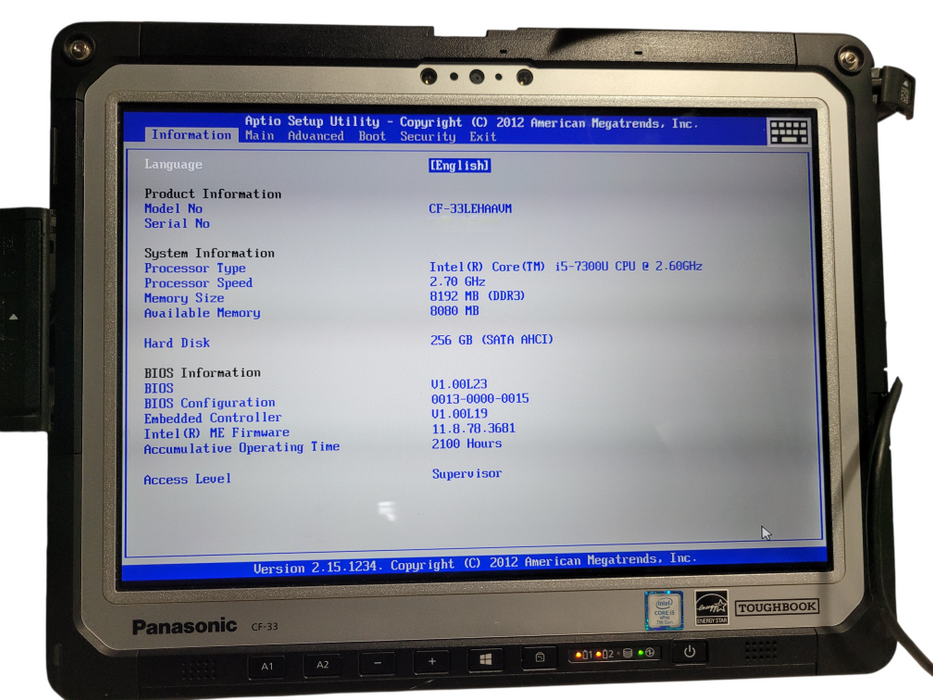 Panasonic Toughbook CF-33 Touch | i5-7300U @2.60GHz 8GB DDR3 256GB SSD Q