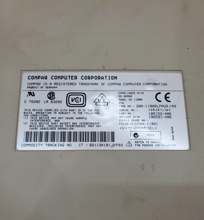 Compaq MX 11800 Mechanical PS2 Keyboard with Trackball - 185152-406