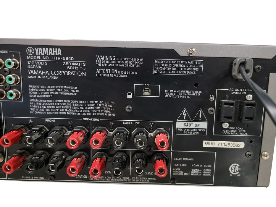 YAMAHA HTR-5830 AM-FM Stereo Receiver | No Remote.