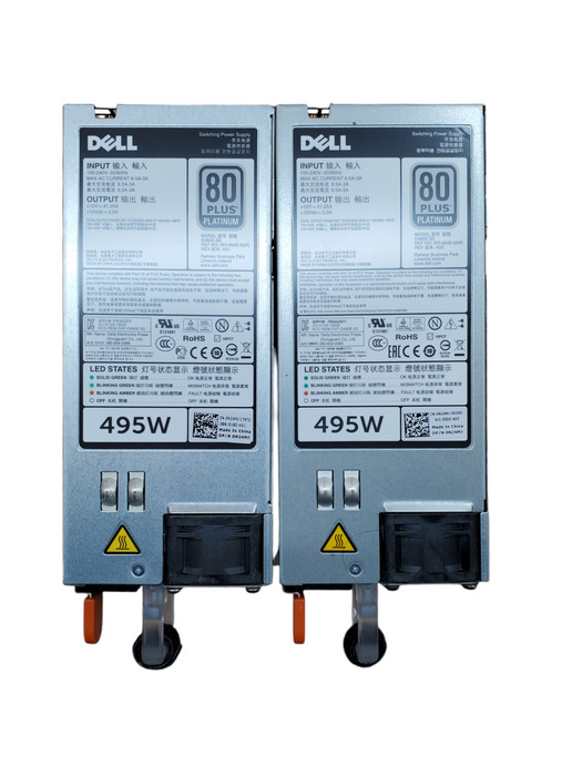 Lot 2x Dell D495E-S0 | 0N24MJ | 495w Server Power Supply | 80 Plus Platinum