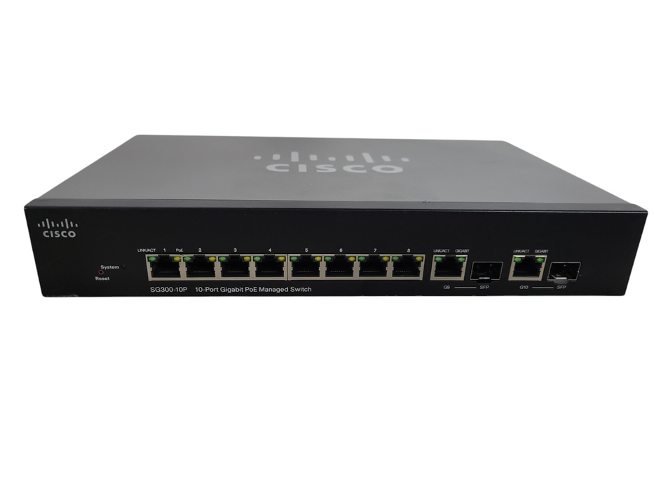 Cisco SG300-10P 10-Port Gigabit Ethernet PoE Managed Switch !