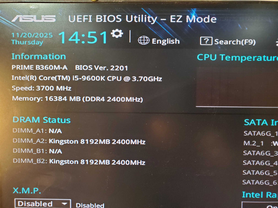 Custom PC Asus Prime B360M-A intel i5-9600K 16GB ram 500GB SSD