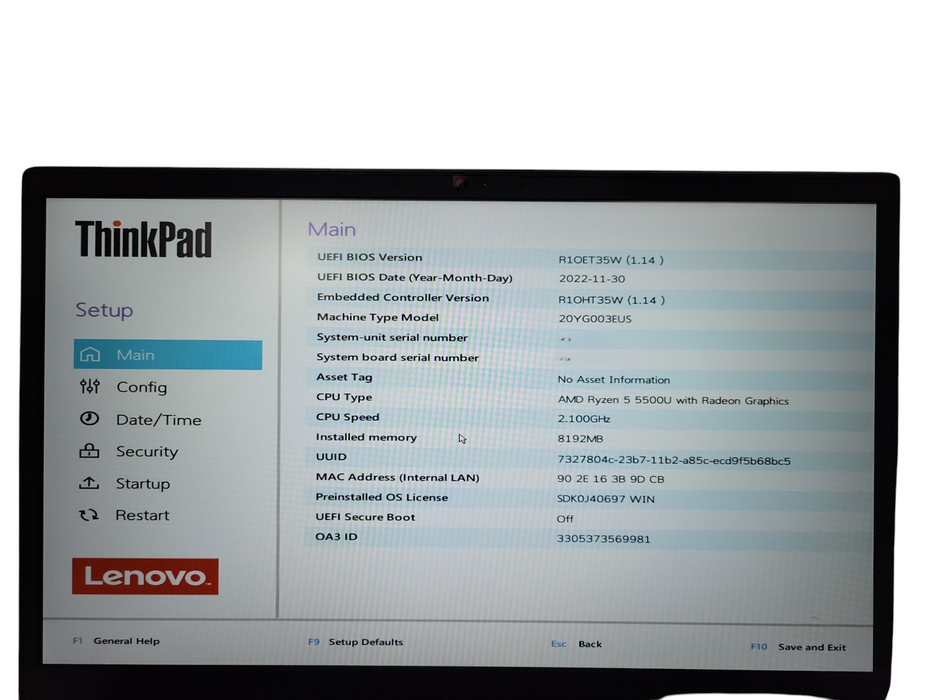 Lenovo ThinkPad E15 Gen 3 Ryzen 5 5500U 8GB DDR4 256GB SSD ! Lap200