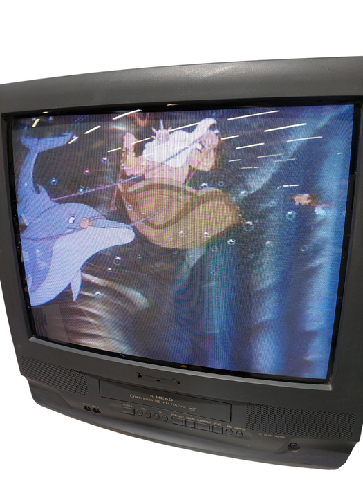 Panasonic CRT 20"Television VHS Tape Player Built-In w/ 12 VHS Disney Tapes =