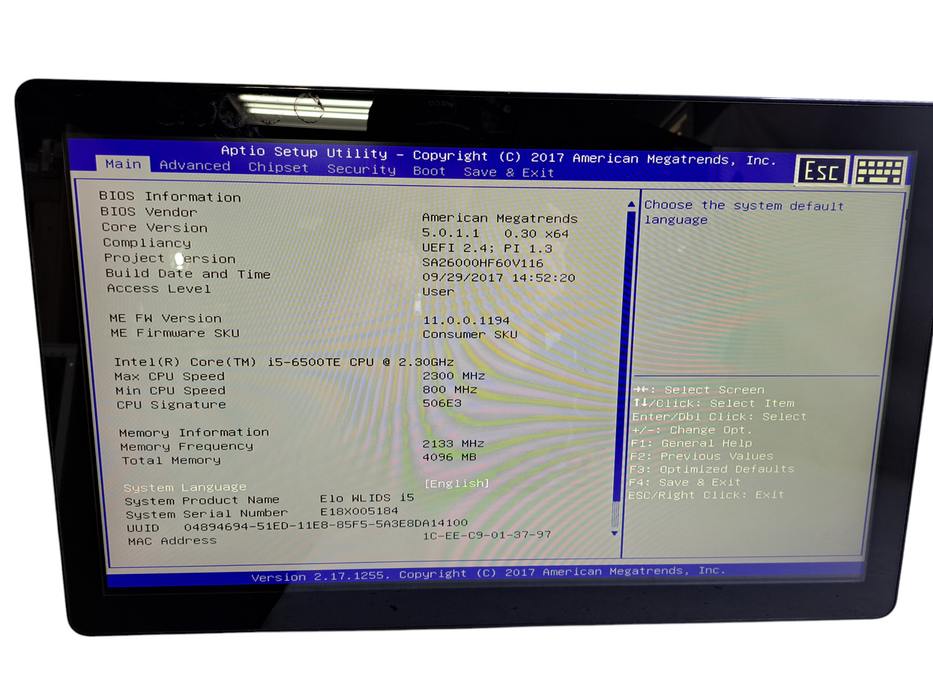 ELO E971081 ESY22i5 POS Touch Screen AiO i5-6500TE, 4GB, 128GB SSD, Wi-Fi
