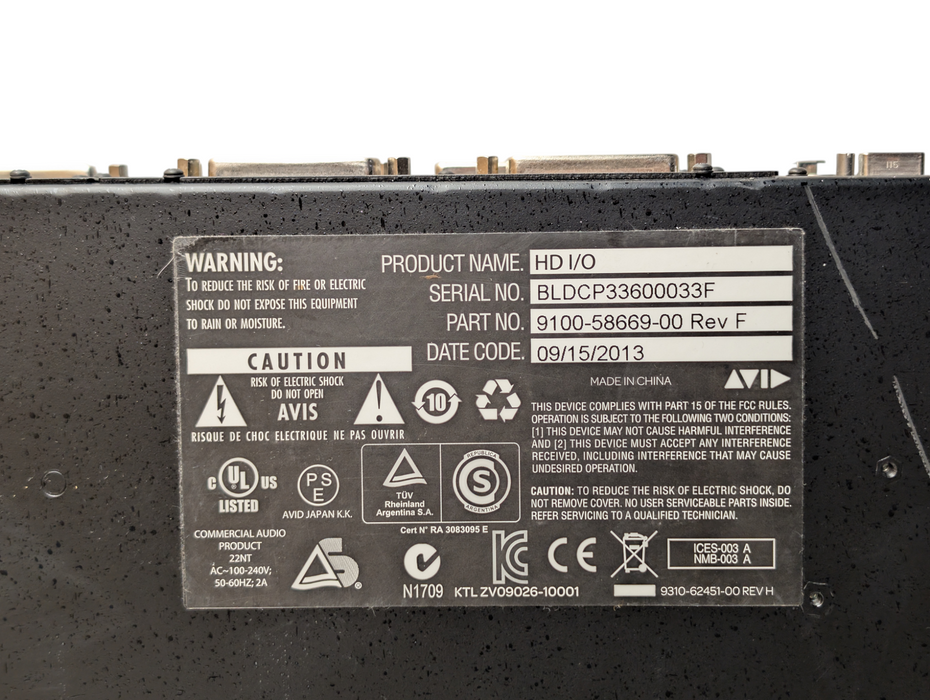 Avid HD I/O 16x16 Digital Audio Interface -