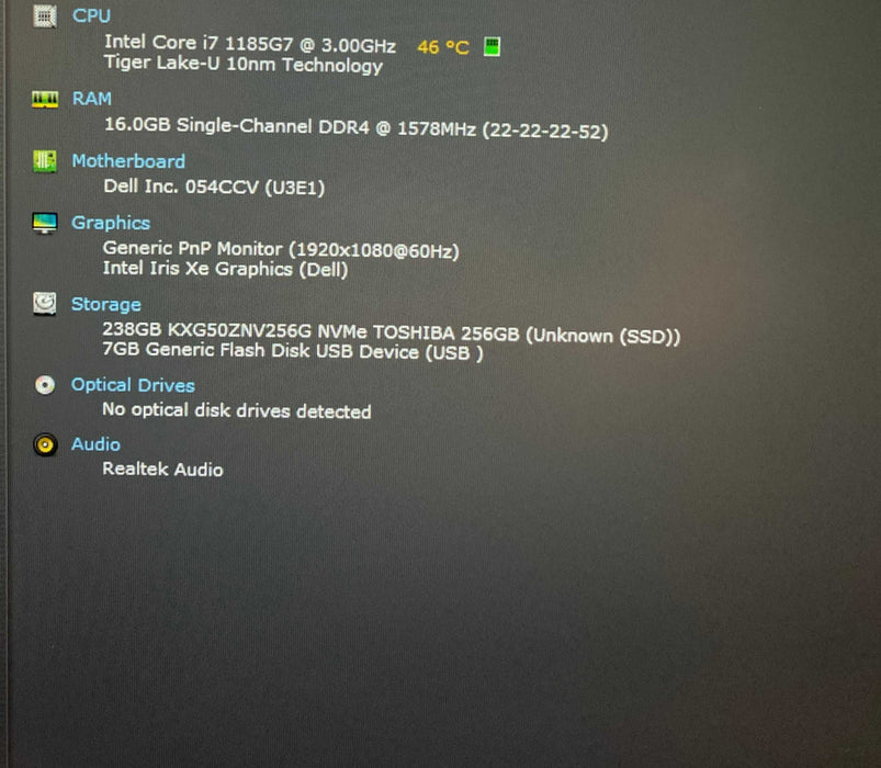 Dell Latitude 5420 14" i5-1185G7 vPRO 16GB RAM 256GB SSD READ  Lap200