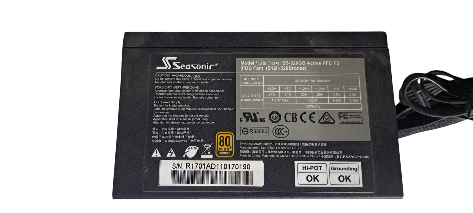 Seasonic S12II-520 Bronze 520W ATX Power Supply (80+ Bronze Certified)