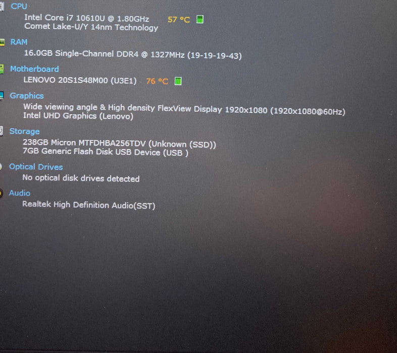 Lenovo ThinkPad T14 Gen 1 Core i7-10610U@1.80GHz 16GB RAM 256GB SSD  Lap200