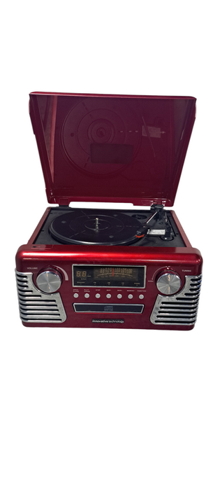 Innovative Technology 50's Retro 3 Speed Bluetooth Turntable,Stereo, CD