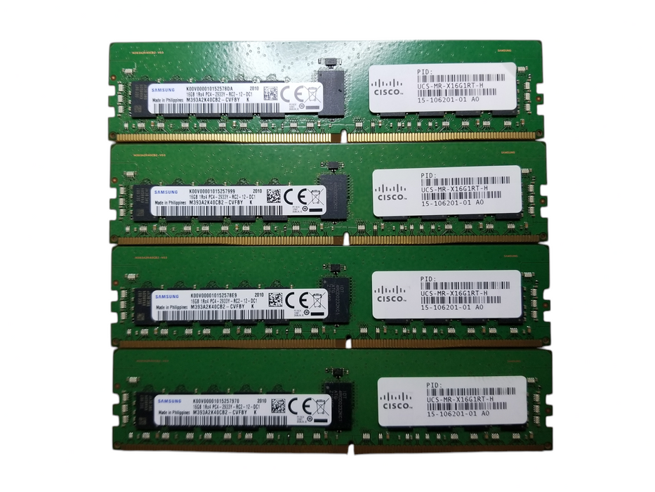 Samsung 64GB Bundle (4x16GB) 1Rx4 PC4-2933Y-RC2-12-DC1 DDR4 Server RAM Q