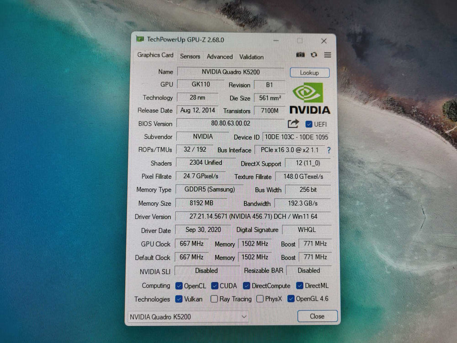 NVIDIA Quadro K5200 PCIe x16 3.0 256-Bit Graphics Card | 8GB GDDR5 1502MHz Q$